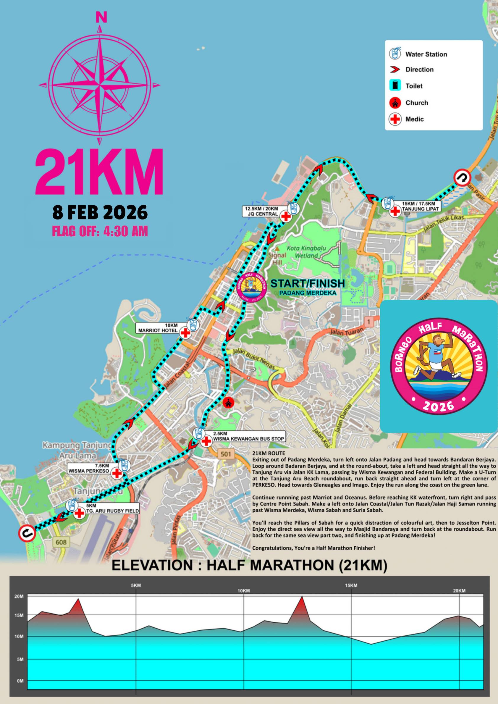21KM Half Marathon Route Map